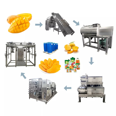 Servicio de parada única Línea de procesamiento de mango personalizada de 1000-30000 l/h Maquina de jugo/salsa/mermelada de mango con equipo de pulpa de mango PLC