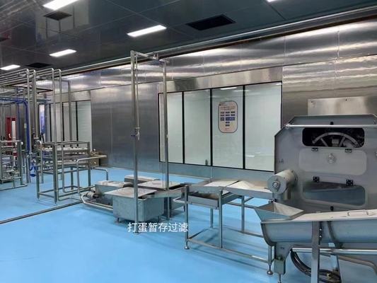 Planta de procesamiento de huevos líquidos con maquinaria de llenado de pasteurizantes de rotura y separación