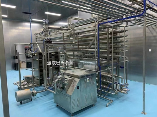 Planta de procesamiento de huevos líquidos con maquinaria de llenado de pasteurizantes de rotura y separación