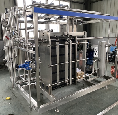 Máquina de pasteurización de alta capacidad 0,5-20L/H para la línea de procesamiento de leche/zumo de frutas/salsa totalmente automática o semiautomática con PLC