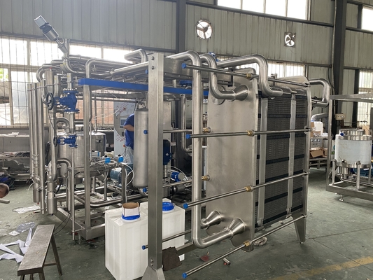Máquina de pasteurización de alta capacidad 0,5-20L/H para la línea de procesamiento de leche/zumo de frutas/salsa totalmente automática o semiautomática con PLC