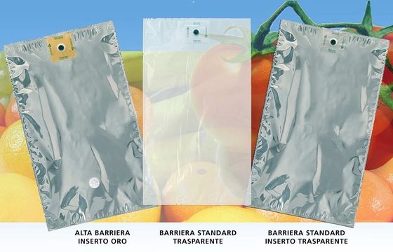 Diseñador Aseptico Embalaje Bolsa de jugo 1L 3L 5L 10L 20L para jugo de vino huevo líquido bolso de bib en caja